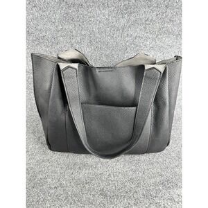 Street Level Black & Beige Faux Leather Tote Bag Everyday‎ Shoulder Bag